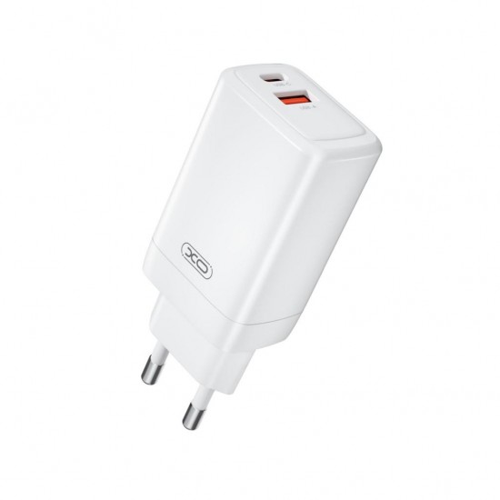 XO CE17 PD 65W Wall Charger 1x USB-C 1x USB White