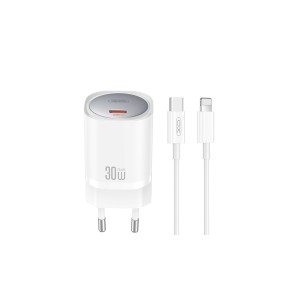 XO CE20 PD 30W 1x USB-C white charger + USB-C - Lightning cable XO CE20 PD 30W 1x USB-C white charger + USB-C - Lightning cable
