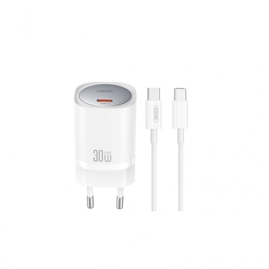 XO CE20 PD 30W 1x USB-C white charger + USB-C - USB-C cable