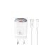 XO CE21 PD 30W wall charger 1x USB-C 1x USB white + USB-C - USB-C cable