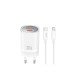 XO CE21 PD 30W wall charger 1x USB-C 1x USB white + USB-C - Lightning cable