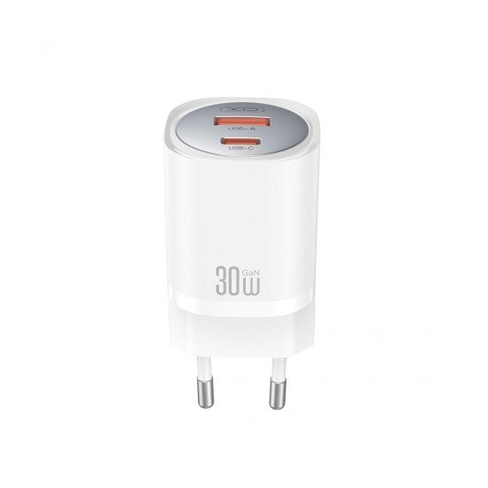 XO CE21 PD 30W wall charger 1x USB-C 1x USB white