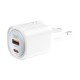 XO CE21 PD 30W wall charger 1x USB-C 1x USB white