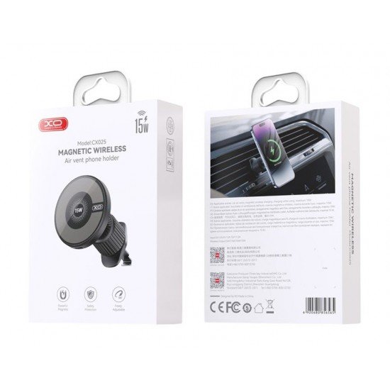 XO CX025 Magsafe Μαγνητικός Ασύρματος Φορτιστής Αυτοκινήτου 15W