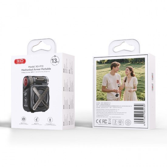 XO F72 MECHA BLACK COLOR Mini Bluetooth φορητό ηχείο, σε μαύρο χρώμα 5W