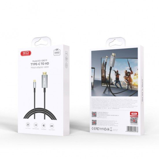 XO GB019 Cable Type-C - HDMI, 1.8 m, black