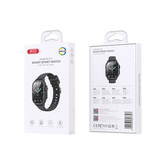 XO J12 AMOLED Smart Αθλητικό Smartwatch Ανθρακί