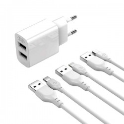 XO L109 (EU) Dual USB-A 2.4A Charger With Type-C Cable