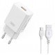XO L127 USB-A QC18W Φορτιστής Γρήγορης Φόρτισης με Type-C Καλώδιο