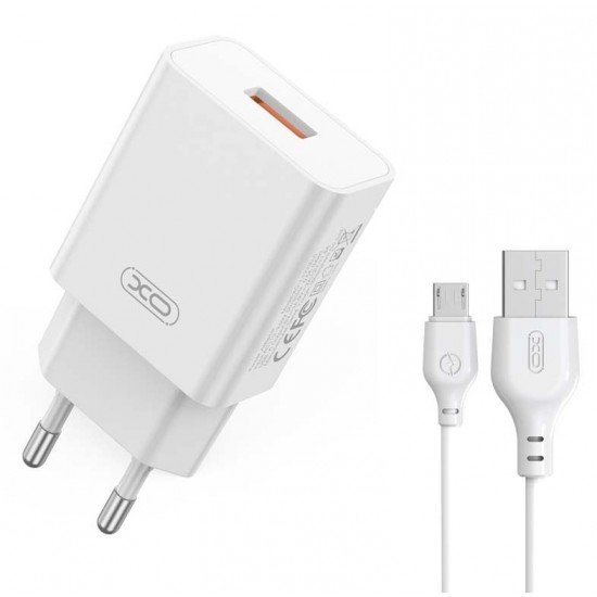 XO L127 USB-A QC18W Φορτιστής Γρήγορης Φόρτισης με Micro Καλώδιο