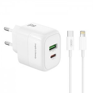 XO L137 (EU) PD20W/QC18W (1 USB-A + 1 USB-C) fast charging charger with lightning cable (NB189A)
