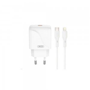 XO L141 φορτιστής 20W, 1 θύρα TYPE-C με καλώδιο PD σε LIGHTNING, Λευκό