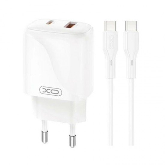 XO L158 home charger 220V 20W, A + C + TYPE-C cable white 