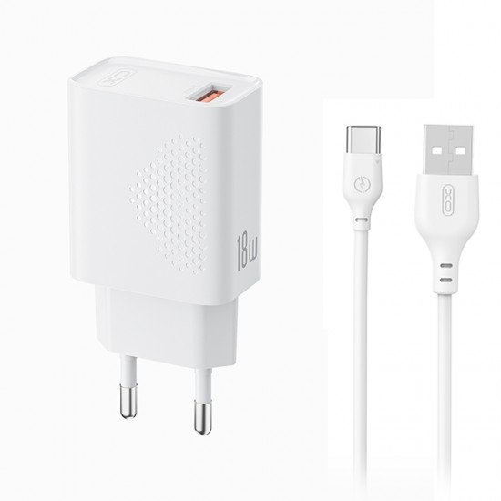 XO L159 QC 18W Φορτιστής Γρήγορης Φόρτισης USB-A με Καλώδιο Type-C