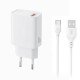 XO L159 QC 18W Φορτιστής Γρήγορης Φόρτισης USB-A με Καλώδιο Type-C