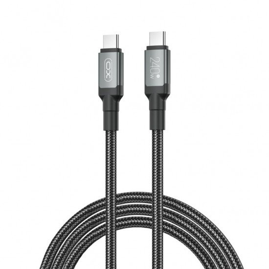 XO NB-Q264B Cable Type-C - Type-C, 2 m, 240W, Metal Braided, black