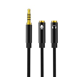 XO cable audio 2in1 NB-R197 3.5mm jack - socket 3.5mm jack / microphone 0,23 m black