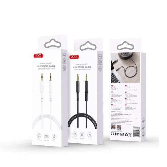 XO NB-R271 ΚΑΛΩΔΙΟ ΗΧΟΥ 3.5MM TO 3.5MM, 1M, ΑΣΠΡΟ