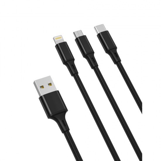XO cable NB173 3in1 USB - Lightning + USB-C + microUSB 1.2 m 2.4A black