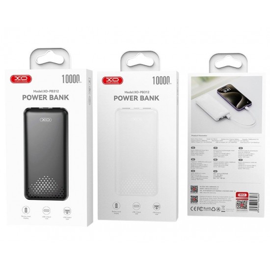 XO PB312 Powerbank 10.000mAh Μαύρο