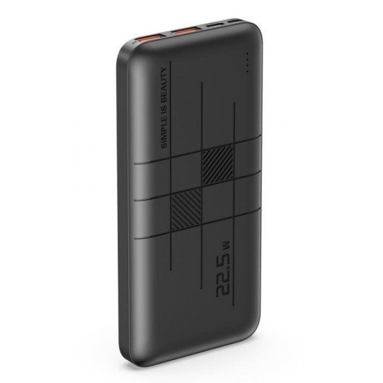 XO PR187 POWERBANK 10000mAh, QC22.5 + PD20W, ΜΑΥΡΟ