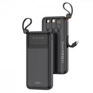 XO PR278 Power Bank, 10000mAh, με 4 ενσωματωμένα καλώδια (USB-A, USB-C, MICRO, LIGHTNING)