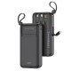 XO PR279 Power Bank 20.000 mAh, με 4 ενσωματωμένα καλώδια σε μαύρο χρώμα