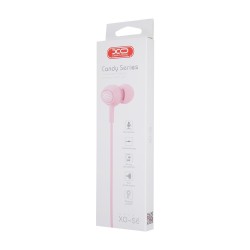 XO wired headphones S6 with microphone 3.5mm jack, in-ear, pink