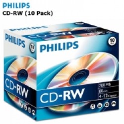 Philips CD-RW 80Min 700MB 4-12x  10 PACK ΕΠΑΝΕΓΡΑΨΙΜΟ