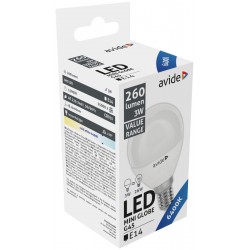 Avide Value LED Mini Globe E14 3W CW 6400K