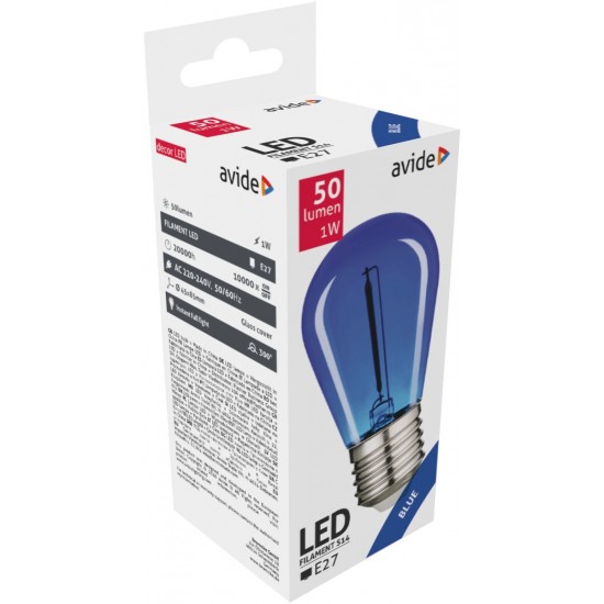 Avide LED Διακοσμητική Λάμπα Filament 0.6W E27 Μπλέ