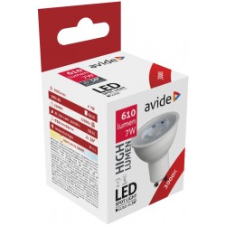 Avide LED Σπότ Αλουμίνιο + Πλαστικό 7W GU10 36° Θερμό 3000K Υψηλής Φωτεινότητας
