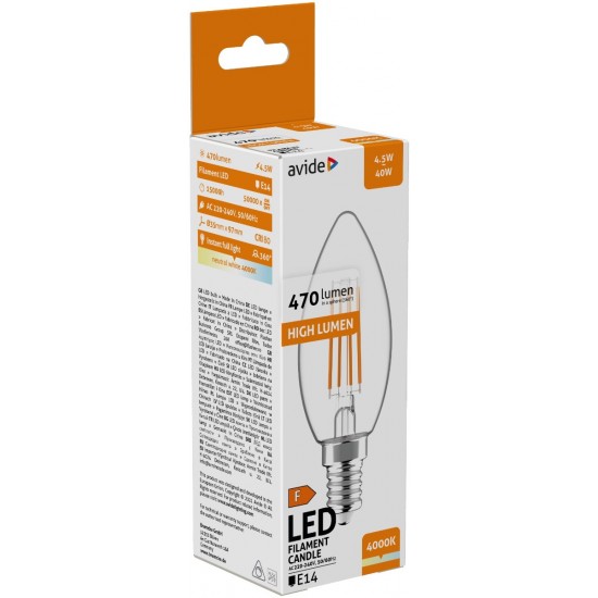 Avide LED Filament Κερί 4.5W E14 Λευκό 4000K