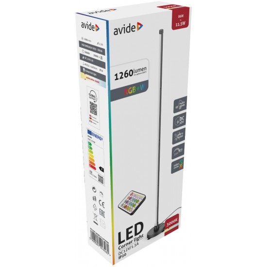 Avide LED Φωτιστικό Γωνίας Δαπέδου RGB + W με με Αισθητήρα Μουσικής