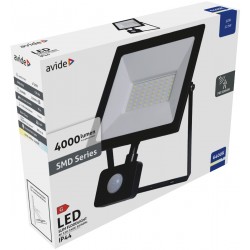 Avide Value LED Flood Light Slim SMD 50W CW 6400K PIR