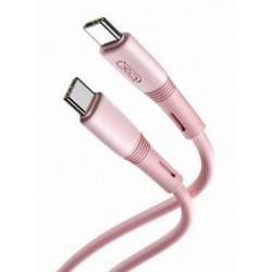 XO NB-Q226B 60W silicone two-color Type-C to Type-C data cable 1m Pink