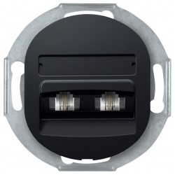 EON E613.E1 Double telephone socket without cover frame 2xRJ12 6/4 Cat 3, soft-touch black
