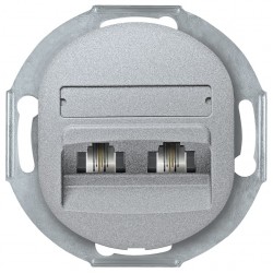 EON E613.S Double telephone socket without cover frame 2xRJ12 6/4 Cat 3, silver