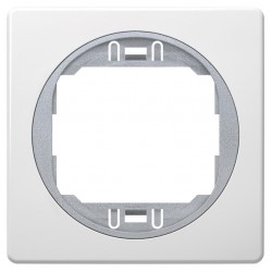 EON E6801.0S One-gang frame 80x80, white with silver holder