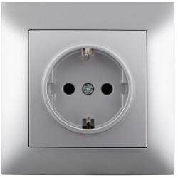 Entac Arnold Recessed wall socket earthed Silver