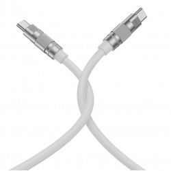 XO NB-Q228B OD6.0 Silicone TPE Zinc Alloy Data Cable PD60W Type-C to Type-C L=1.2m White