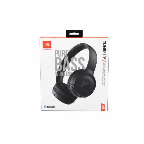 JBL T510BT Bluetooth Ακουστικά Stereo Over-ear Pure Bass Sound Multipoint, Voice Assistant με 40 hr Λειτουργίας BLACK